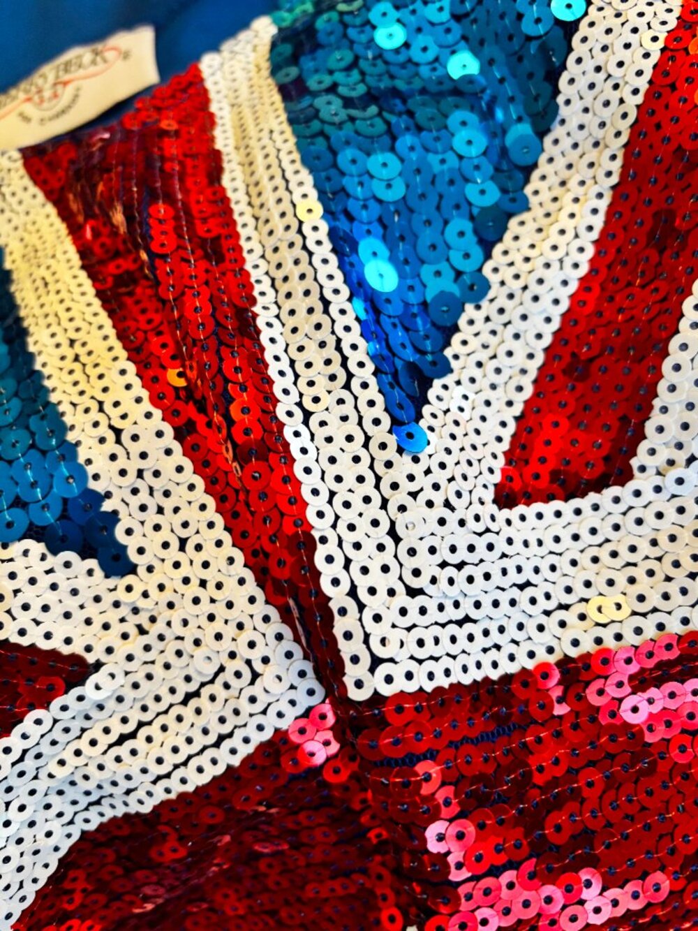 Union Jack British Flag Sequin Dress. EXCELLENT COND. Size M - Picture 6 of 6